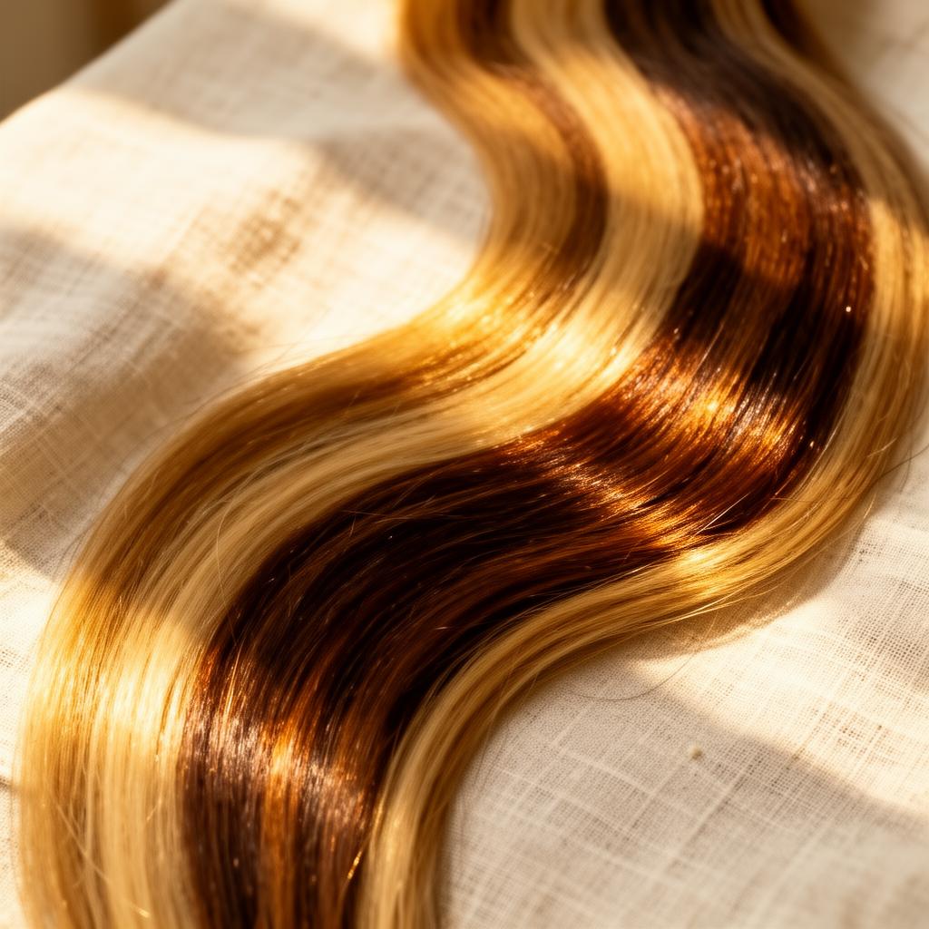Full cuticle intact hair — silky bundles on linen